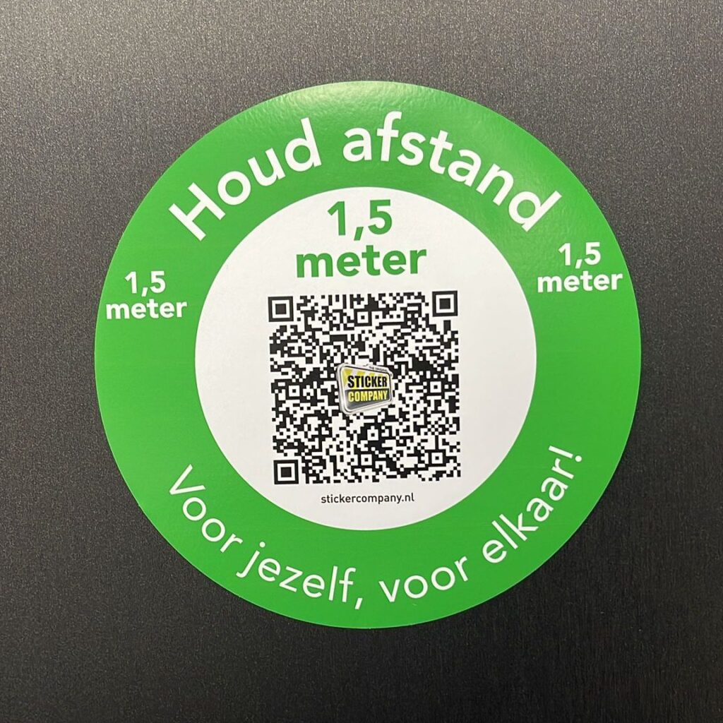 Gratis 1.5m Afstand Sticker Aanvraag - StickerCompany