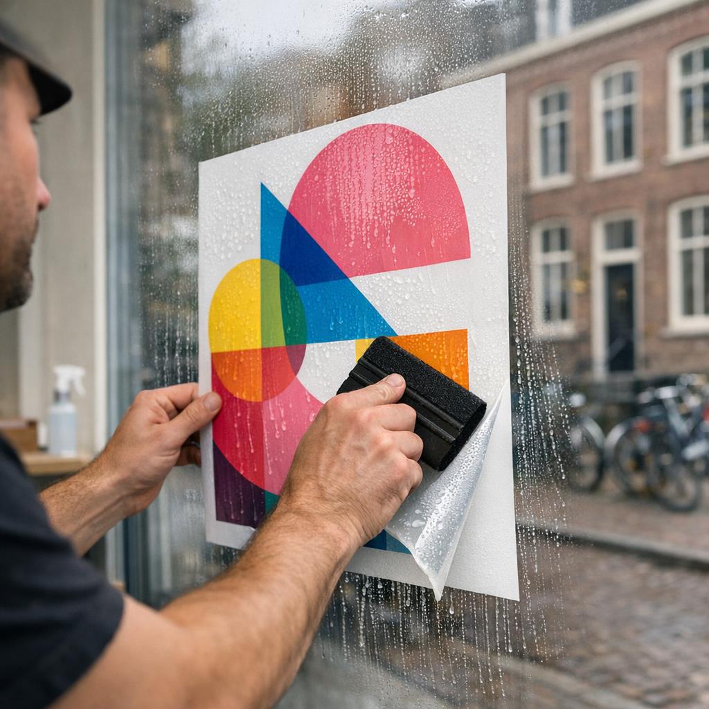 Transparante raamstickers: zichtbaar merk, doorzichtige drager