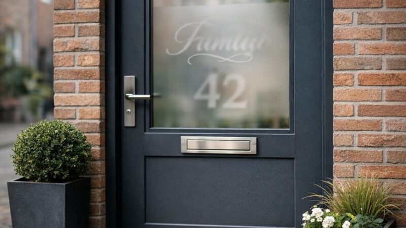 Voordeur raamsticker met naam en huisnummer