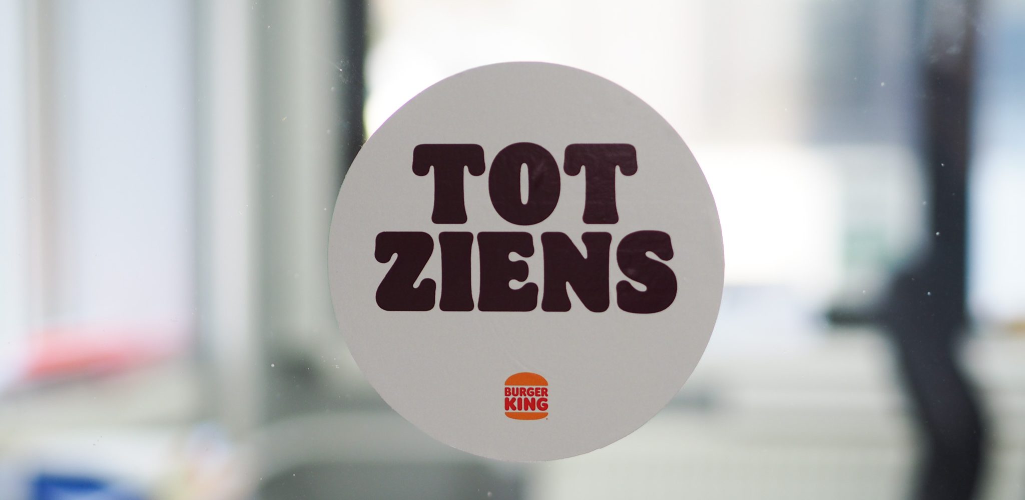 Ronde dubbelzijdige raamsticker voor burgerking restaurant met tot ziens